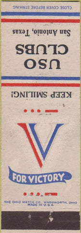 Matchbook Cover - USO Club WWII San Antonio TX