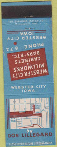 Matchbook Cover - Webster City IA Cabinets Bars Don Lillegard