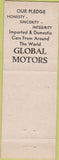 Matchbook Cover - Global Motors Westport CT