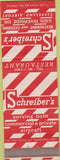 Matchbook Cover - Schreiber's Restaurant Cleveland OH airport