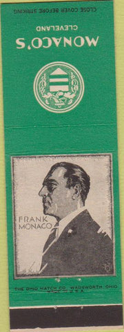 Matchbook Cover - Monaco's Cleveland OH restaurant