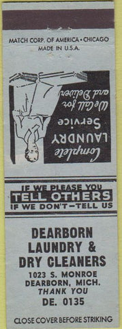 Matchbook Cover - Dearborn Laundry Dry Cleaners Dearborn MI