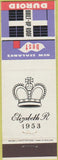 Matchbook Cover - Queen Elizabeth 1953 New Zealand Duroid roof
