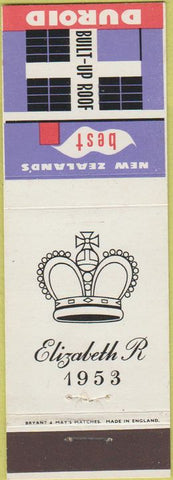 Matchbook Cover - Queen Elizabeth 1953 New Zealand Duroid roof