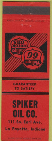 Matchbook Cover - Spiker Oil co LaFayette IN Phillips 66 gas