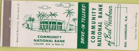 Matchbook Cover - Community National Bank Bal Harbour FL
