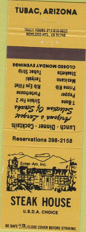Matchbook Cover - Steak House Tubac AZ