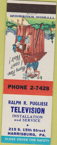 Matchbook Cover - Pugliese TV Harrisburg PA hillbilly outhouse