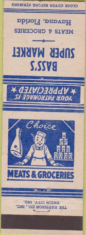 Matchbook Cover - Bass's Super Market Havana FL