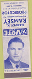 Matchbook Cover - Harvey Ramsey Prosecutor Republican 1954 WEAR