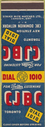 Matchbook Cover - CJBC Radio 1010 Toronto ON