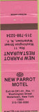 Matchbook Cover - New Parrot Motel Watertown NY