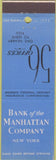 Matchbook Cover - Bank of Manhattan Co New York City
