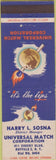 Matchbook Cover - Universal Match Corp Harry Sosna Buffalo NY