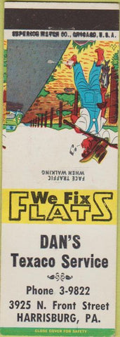 Matchbook Cover - Dan's Texaco oil gas Harrisburg PA