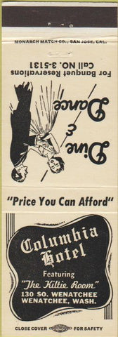 Matchbook Cover - Columbia Hotel Wenatchee WA
