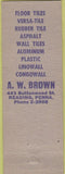 Matchbook Cover - AW Brown Tile Shades Reading PA