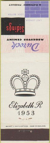 Matchbook Cover - Queen Elizabeth 1953 New Zealand Durock Cement Siding