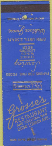 Matchbook Cover - Grosse's Restaurant Cleveland OH