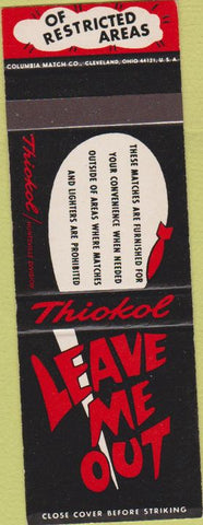 Matchbook Cover - Thiokol Hunstville Bomb factory? Keep matches out