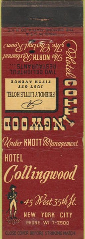 Matchbook Cover - Hotel Collingwood New York City WEAR