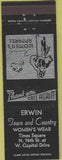 Matchbook Cover - Erwin Women's clothes Girlie New York City?