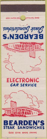 Matchbook Cover - Bearden's Steak Sandwiches Cleveland OH
