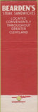 Matchbook Cover - Bearden's Steak Sandwiches Cleveland OH