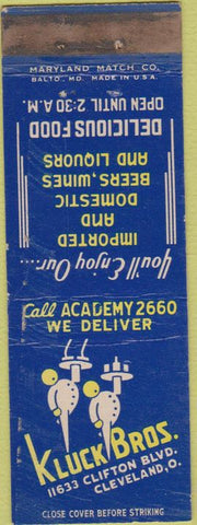 Matchbook Cover - Kluck Bros Cleveland OH WEAR