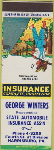 Matchbook Cover - George Winters Insurance Harrisburg PA