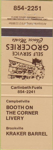 Matchbook Cover - Brookville Kraker Barrel Grocery Canada