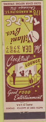 Matchbook Cover - Villani Bros Tic Toc Chicago IL