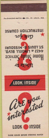 Matchbook Cover - Home Study Service ST Louis MO Catholic Church