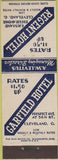 Matchbook Cover - Regent Hotel Cleveland OH Garfield Hotel