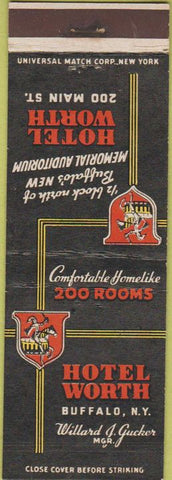 Matchbook Cover - Hotel Worth Buffalo NY