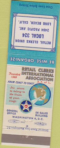 Matchbook Cover - Retail Clerks Union 324 Long Beach CA