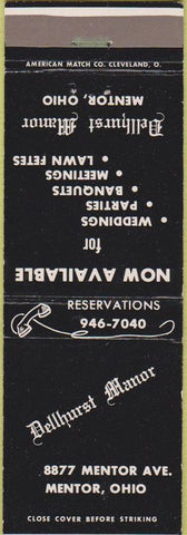 Matchbook Cover - Dellhurst Manor Mentor OH