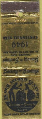 Matchbook Cover - Society for Savings Bank Cleveland OH