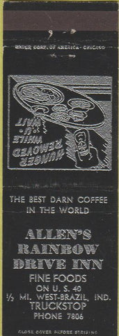 Matchbook Cover - Allen's Rainbow Drive Inn Brazil IN