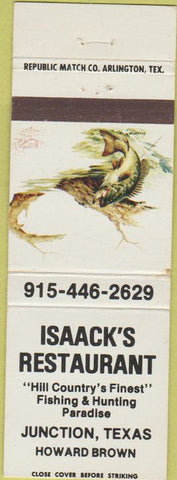 Matchbook Cover - Isaack's Restaurant Junction TX