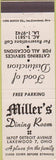 Matchbook Cover - Miller's Dining Room Lakewood OH
