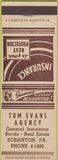 Matchbook Cover - Tom Evans Insurance Scranton PA Real Estate