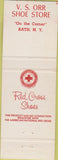 Matchbook Cover - Red Cross Shoes VS Orr Store Bath NY