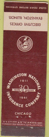 Matchbook Cover - Washington National Insurance Evanston IL