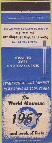 Matchbook Cover - New York World Telegraph 1957 Almanac