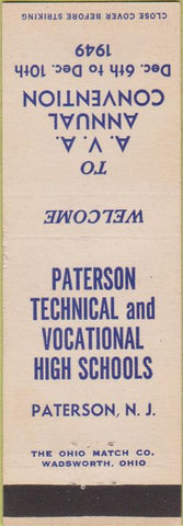 Matchbook Cover - Paterson NJ Technical Vocational High School 1949