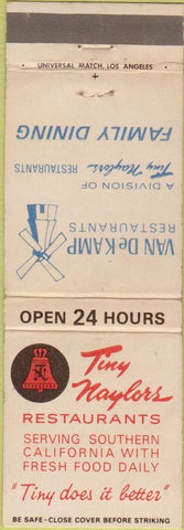 Matchbook Cover - Tiny Naylors Restaurants Chain WEAR