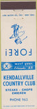 Matchbook Cover - Kendallville Country Club IN?