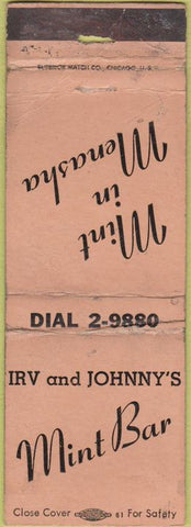 Matchbook Cover - Mint Bar Menasha WI POOR