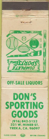 Matchbook Cover - Don's Sporting Goods Yreka CA WORN